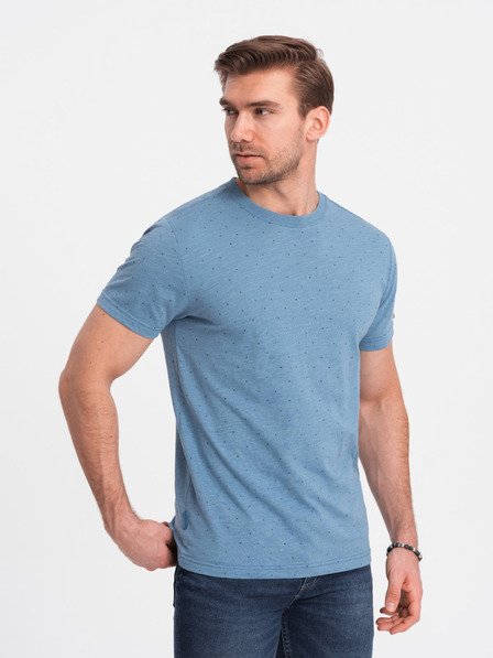 Ombre Clothing Svetlomodré pánske vzorované tričko Ombre Oblečenie