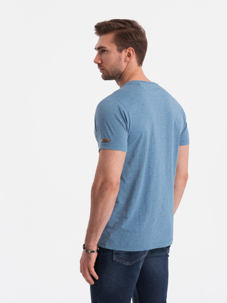 Ombre Clothing Svetlomodré pánske vzorované tričko Ombre Oblečenie