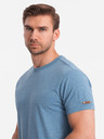 Ombre Clothing Svetlomodré pánske vzorované tričko Ombre Oblečenie