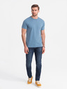 Ombre Clothing Svetlomodré pánske vzorované tričko Ombre Oblečenie