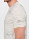 Ombre Clothing Krémové pánske vzorované tričko Ombre Oblečenie