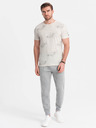 Ombre Clothing Krémové pánske vzorované tričko Ombre Oblečenie