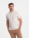 Ombre Clothing Béžové pánske vzorované tričko Ombre oblečenie