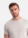 Ombre Clothing Béžové pánske vzorované tričko Ombre oblečenie