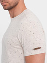 Ombre Clothing Béžové pánske vzorované tričko Ombre oblečenie