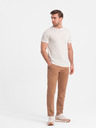 Ombre Clothing Béžové pánske vzorované tričko Ombre oblečenie