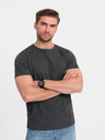 Ombre Clothing Tmavosivá pánska žíhaná košeľa Ombre Clothing
