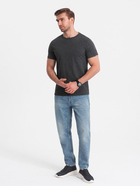 Ombre Clothing Tmavosivá pánska žíhaná košeľa Ombre Clothing