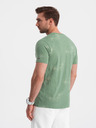 Ombre Clothing Svetlozelené pánske vzorované tričko Ombre Oblečenie