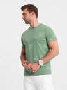 Ombre Clothing Svetlozelené pánske vzorované tričko Ombre Oblečenie