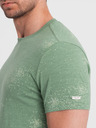 Ombre Clothing Svetlozelené pánske vzorované tričko Ombre Oblečenie