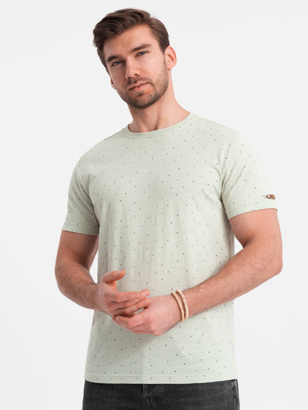 Ombre Clothing Svetlozelená pánska bodkovaná košeľa Ombre Clothing