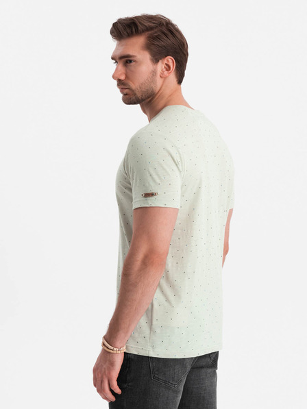 Ombre Clothing Svetlozelená pánska bodkovaná košeľa Ombre Clothing