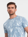 Ombre Clothing Svetlomodré pánske vzorované tričko Ombre Oblečenie