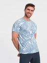Ombre Clothing Svetlomodré pánske vzorované tričko Ombre Oblečenie