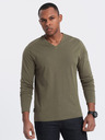 Ombre Clothing Khaki pánske základné tričko Ombre Clothing