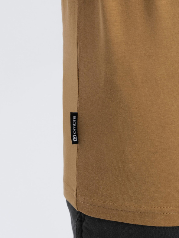 Ombre Clothing Horčicová pánska základná košeľa Ombre Clothing