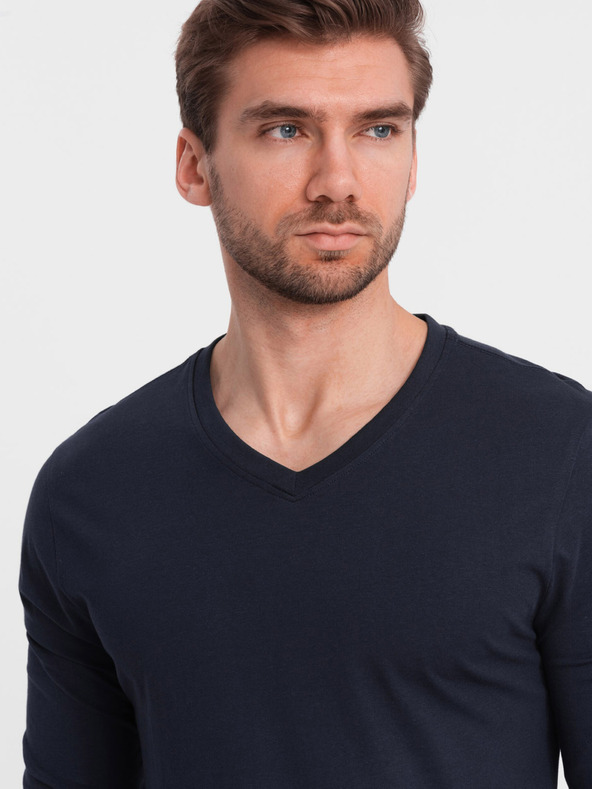 Ombre Clothing Tmavomodré pánske základné tričko Ombre Clothing