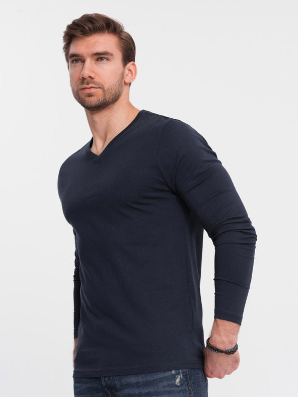 Ombre Clothing Tmavomodré pánske základné tričko Ombre Clothing