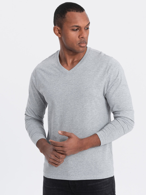 Ombre Clothing Svetlošedé pánske základné tričko Ombre Clothing