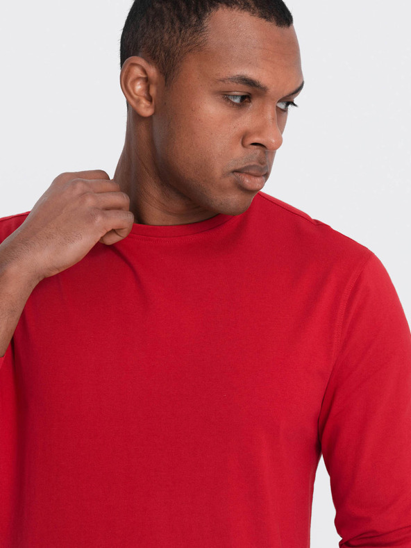 Ombre Clothing Červené pánske základné tričko Ombre Clothing
