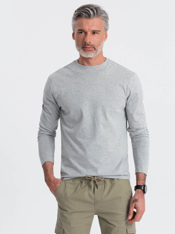 Ombre Clothing Šedé pánske základné tričko Ombre Clothing