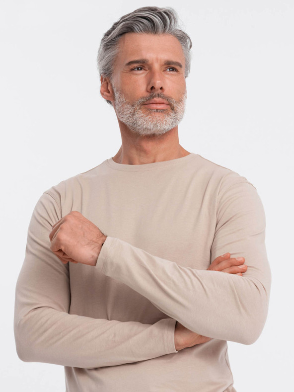 Ombre Clothing Béžové pánske základné tričko Ombre Oblečenie