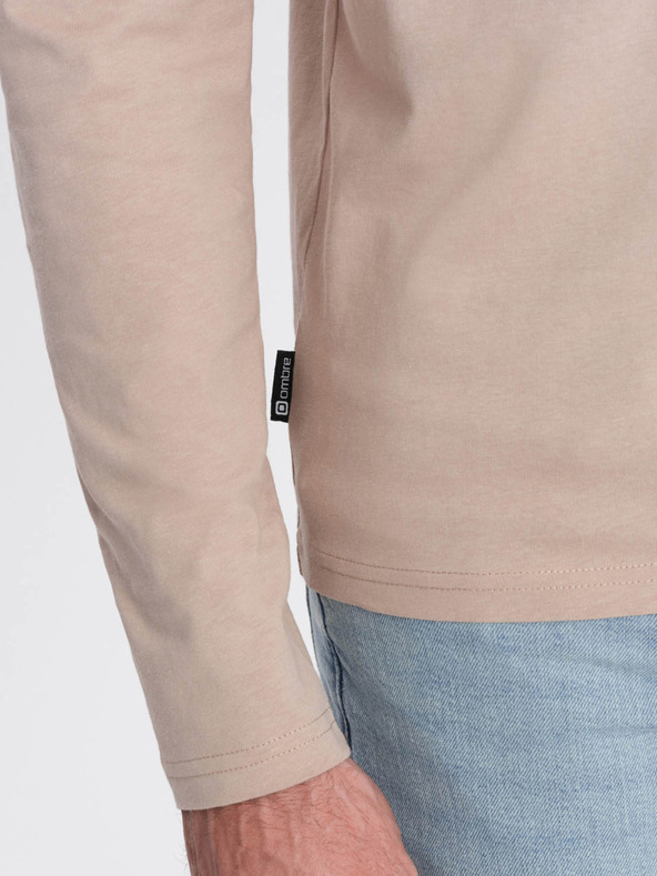 Ombre Clothing Béžové pánske základné tričko Ombre Oblečenie