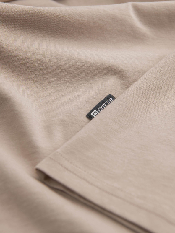 Ombre Clothing Béžové pánske základné tričko Ombre Oblečenie
