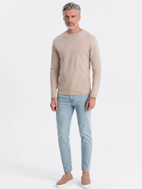 Ombre Clothing Béžové pánske základné tričko Ombre Oblečenie