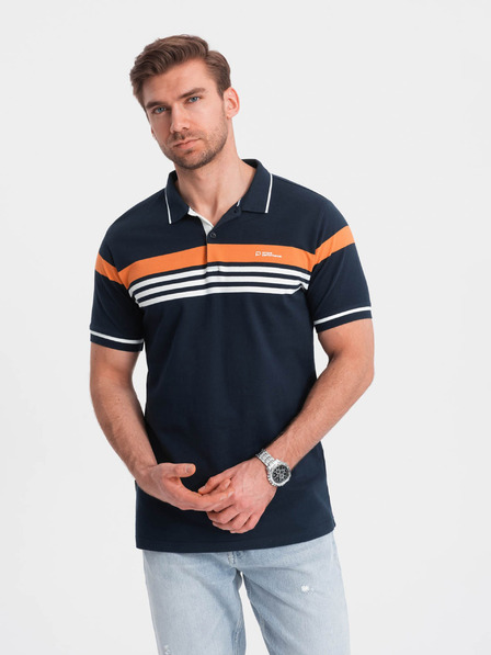 Ombre Clothing Tmavomodré pánske polo tričko Ombre Clothing