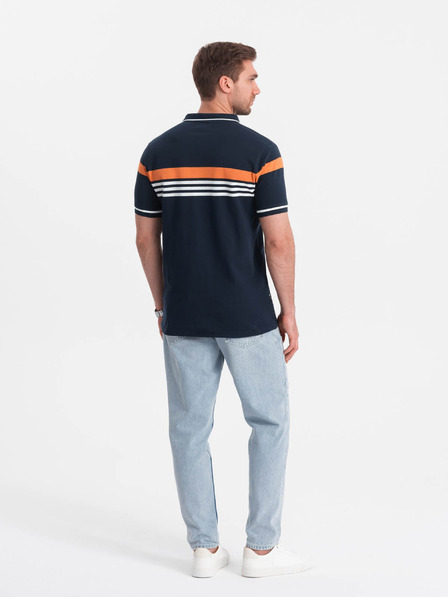 Ombre Clothing Tmavomodré pánske polo tričko Ombre Clothing