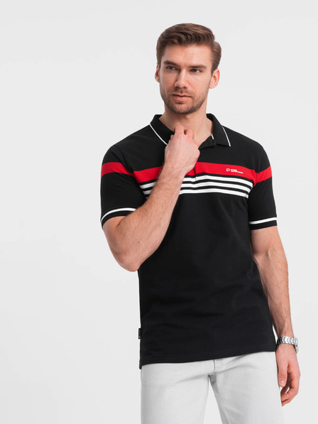 Ombre Clothing Čierna pánska polokošeľa Ombre Oblečenie