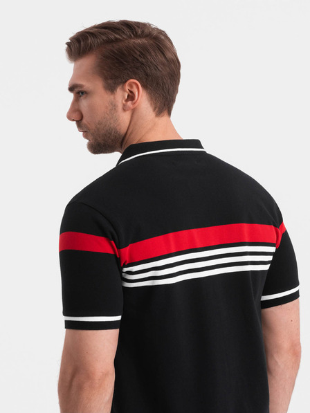 Ombre Clothing Čierna pánska polokošeľa Ombre Oblečenie