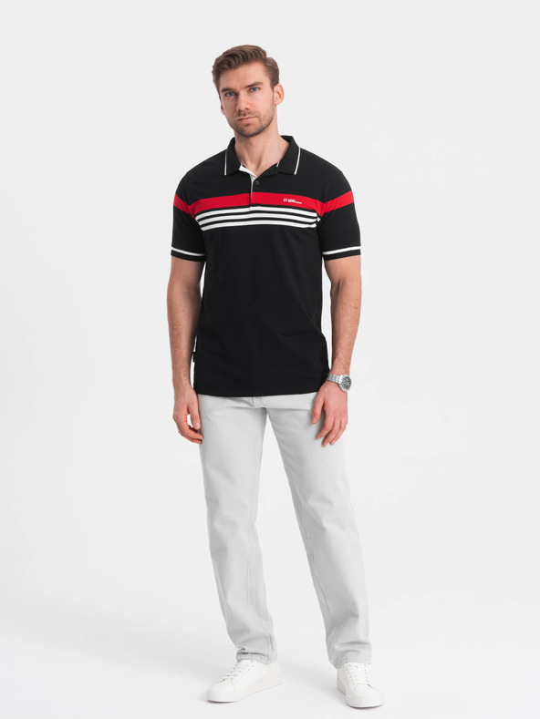 Ombre Clothing Čierna pánska polokošeľa Ombre Oblečenie