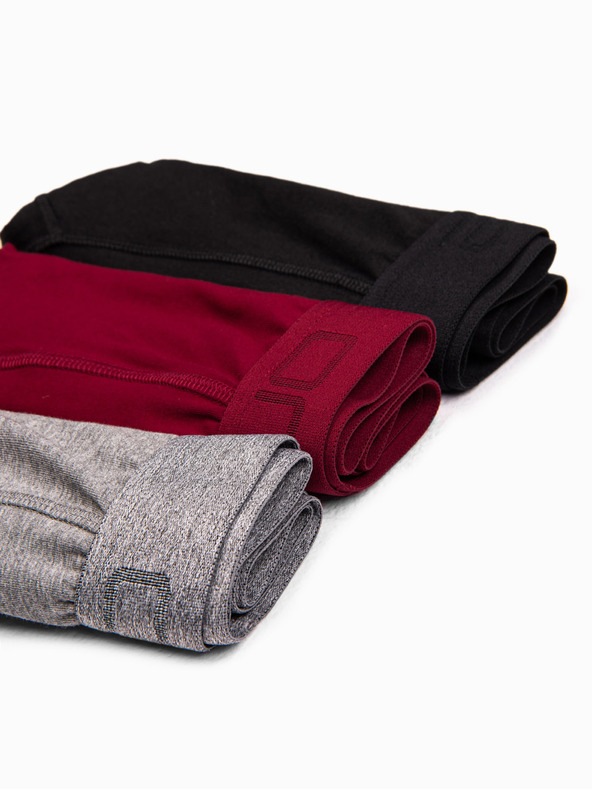 Ombre Clothing Súprava troch pánskych boxeriek v sivej, bordovej a čiernej farbe Ombre Clothing