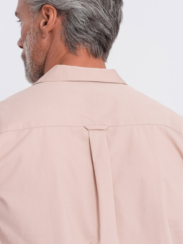 Ombre Clothing Svetlohnedá pánska košeľa s krátkym rukávom Ombre Clothing