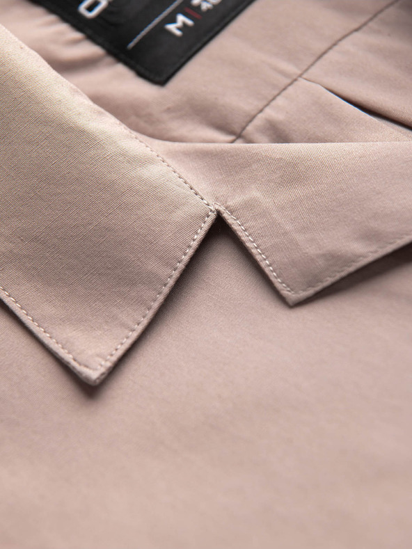 Ombre Clothing Svetlohnedá pánska košeľa s krátkym rukávom Ombre Clothing