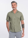 Ombre Clothing Khaki pánska košeľa s krátkym rukávom Oblečenie Ombre