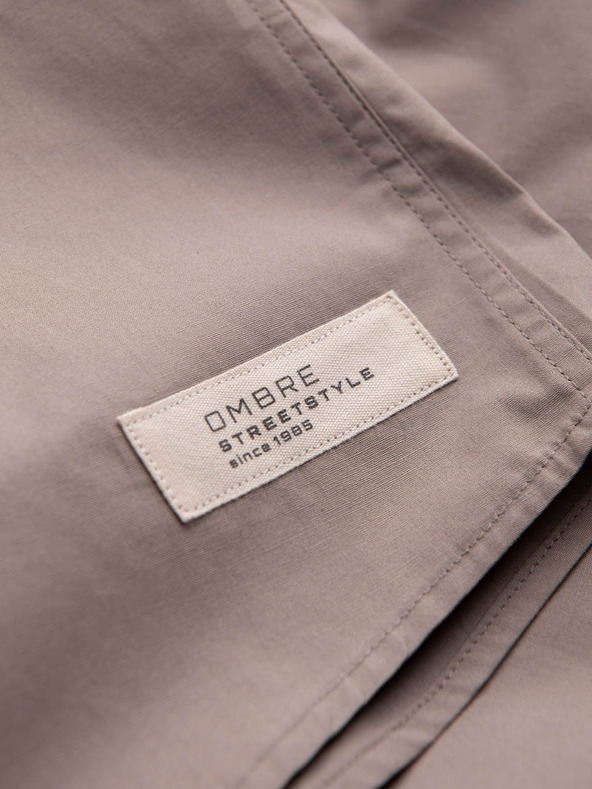 Ombre Clothing Hnedá pánska košeľa s krátkym rukávom Ombre Oblečenie