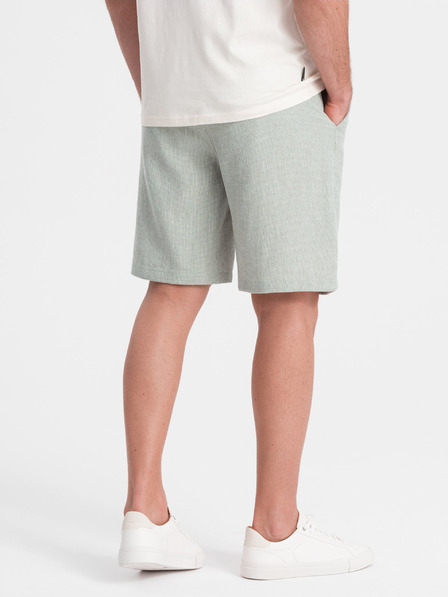 Ombre Clothing Svetlozelené pánske šortky z ľanovej zmesi Ombre Oblečenie