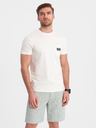 Ombre Clothing Svetlozelené pánske šortky z ľanovej zmesi Ombre Oblečenie