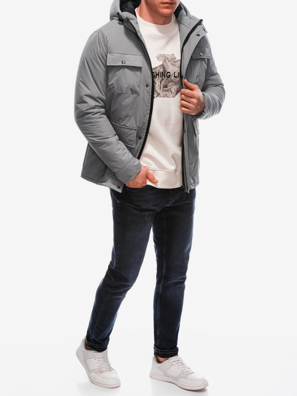 Edoti Šedá pánska zimná bunda Edoti