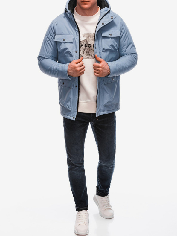 Edoti Svetlomodrá pánska zimná bunda Edoti