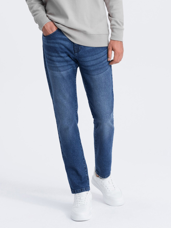 Ombre Clothing Modré pánske džínsy slim fit Ombre Clothing