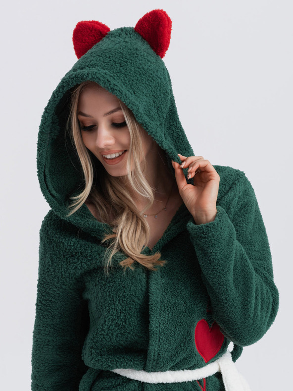 Edoti Tmavozelený dámsky župan s kapucňou Edoti