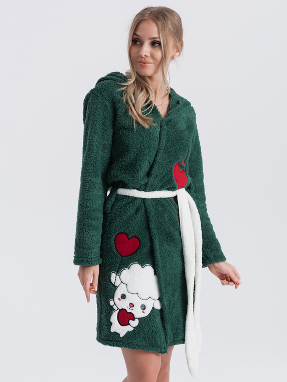 Edoti Tmavozelený dámsky župan s kapucňou Edoti