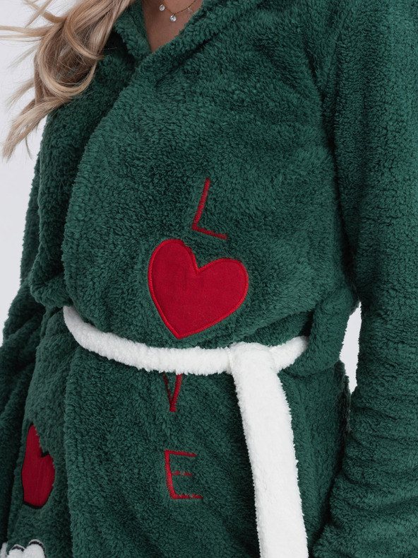 Edoti Tmavozelený dámsky župan s kapucňou Edoti