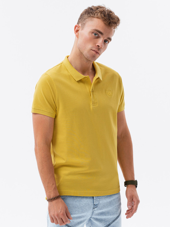 Ombre Clothing Žlté pánske polo tričko Ombre Clothing