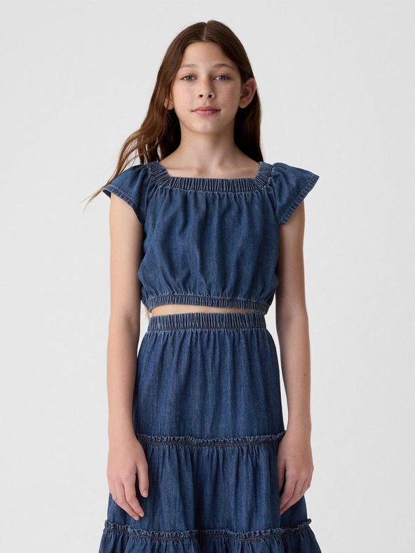 GAP Detský džínsový crop top GAP
